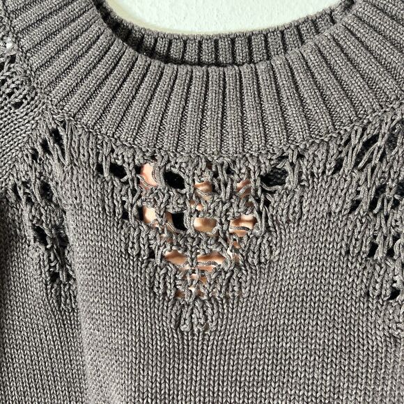 Anthropologie Heartloom Carina Sweater XS Gray Pullover Cutout Neck Off Shoulder - Picture 4 of 14